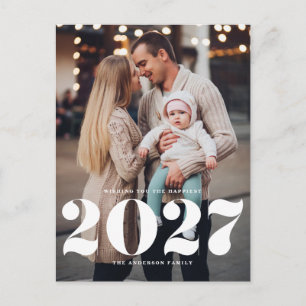 Cartes Pour Fêtes Annuelles 2027 Typographie Verticale Gras Nouvel An Moderne