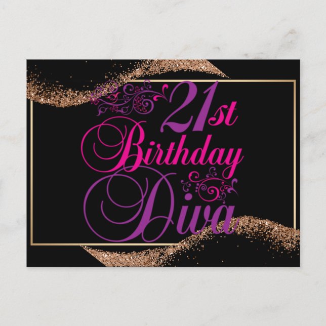 Cartes Pour Fêtes Annuelles 21e anniversaire Diva (Devant)