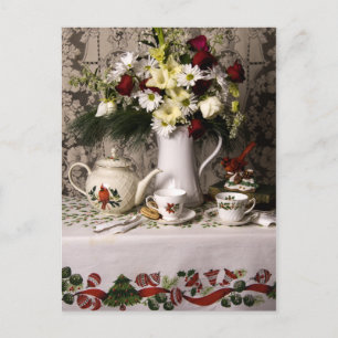 Cartes Pour Fêtes Annuelles 2209 Teatime Floral Still Life Christmas