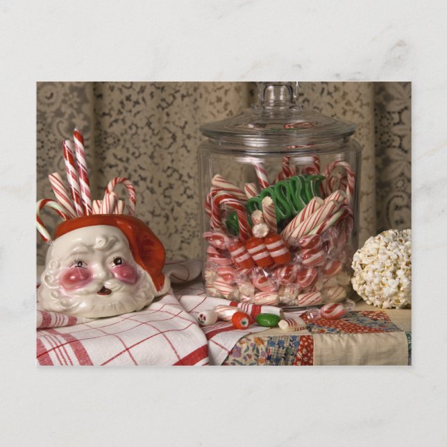 Cartes Pour Fêtes Annuelles 2345 Père Noël Vase & Sucres de canne Noël (Devant)