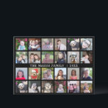 Cartes Pour Fêtes Annuelles 24 Photo Collage avec nom de famille Date - noir<br><div class="desc">Une grille photo 24 avec beaucoup de place pour de nombreuses photos et du texte personnalisé. Peut être utilisé comme un accueil de Noël ou une carte générale à envoyer à des amis et à la famille. Ajoutez vos photos préférées à ce modèle amusant. Vous pouvez utiliser des photos carrés...</div>