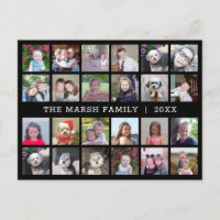 24 Photo Collage avec nom de famille Date - noir