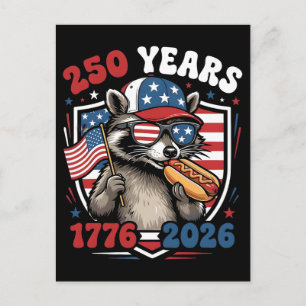 Cartes Pour Fêtes Annuelles 250 ans 1776 2026 raton laveur patriotique etats-u
