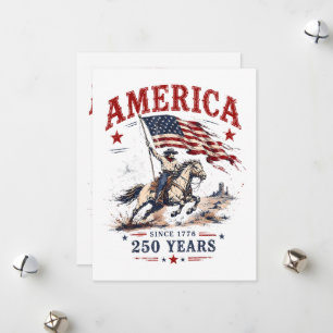 Cartes Pour Fêtes Annuelles 250 Ans d'Amérique 1776 2026 Cowboy Patriotique 