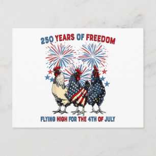 Cartes Pour Fêtes Annuelles 250 Ans Poulets Drôles Volant Haut Feux d'Artifice