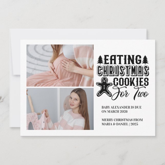 Cartes Pour Fêtes Annuelles 2 biscuits de Noël pour 2 grossesses  (Devant)