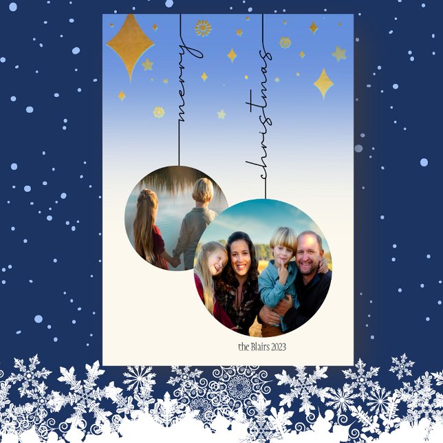 Cartes Pour Fêtes Annuelles 2 boules de Noël ornements plats photo (Créateur téléchargé)