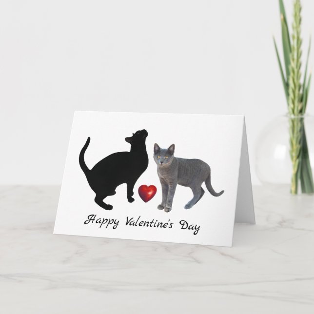 Cartes Pour Fêtes Annuelles 2 Chats avec Red Heart Valentine's Day Card (Devant)