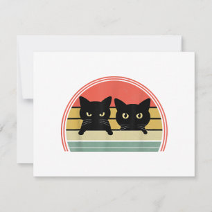 Cartes Pour Fêtes Annuelles 2 Chats noirs Pékin Vintage Retro Chat Animal Love