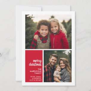 Cartes Pour Fêtes Annuelles 2 Collage de photos Noël minimal rouge Noël