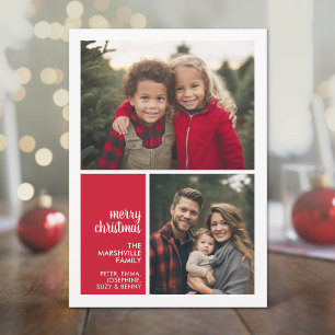 Cartes Pour Fêtes Annuelles 2 Collage de photos Noël minimal rouge Noël