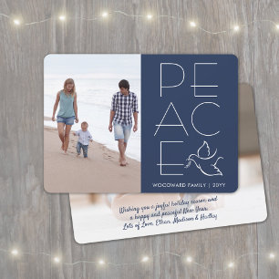 Cartes Pour Fêtes Annuelles 2 Photo Bird of Peace Modern Dove Marine Bleu blan