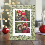 Cartes Pour Fêtes Annuelles 2 Photo Branches de Noël Whimsical Bordure Blanche<br><div class="desc">Utilisez 2 photos horizontales et faites un salut unique et tendance de vacances avec un motif fantaisiste de branche d'arbre de Noël dans l'arrière - plan. Il a un look peint avec des icônes d'hiver. Si vous avez besoin de déplacer quelque chose, cliquez sur le bouton personnaliser pour apporter des...</div>