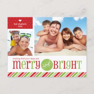 Cartes Pour Fêtes Annuelles 2 PHOTO CHRISTMAS POSTCARD : merry & bright