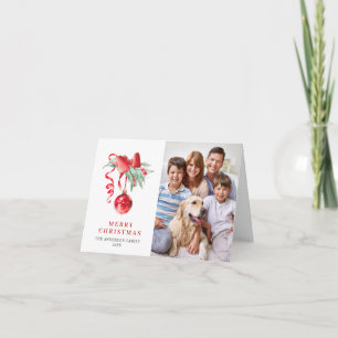 Cartes Pour Fêtes Annuelles 2 PHOTO Élégant Ornament rouge voeux de Noël