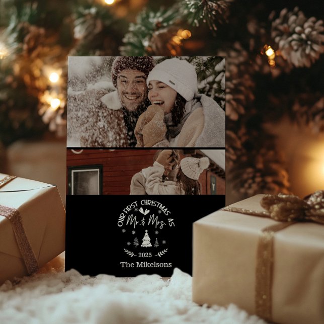 Cartes Pour Fêtes Annuelles 2 Photo First Christmas as Mr. & Mrs (Créateur téléchargé)
