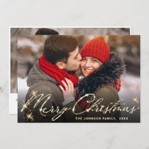 Cartes Pour Fêtes Annuelles 2 PHOTO Moderne Golden Noël Salutation