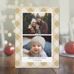 Cartes Pour Fêtes Annuelles 2 Photo Moderne Plaid Buffalo - Rustique Or Joyeux