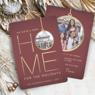 Cartes Pour Fêtes Annuelles 2 Photo Nouveau domicile Adresse Bourgogne & Gold