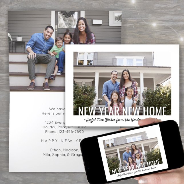 Cartes Pour Fêtes Annuelles 2 Photo Nouvel An Nouveau Accueil Moderne Minimali (Créateur téléchargé)