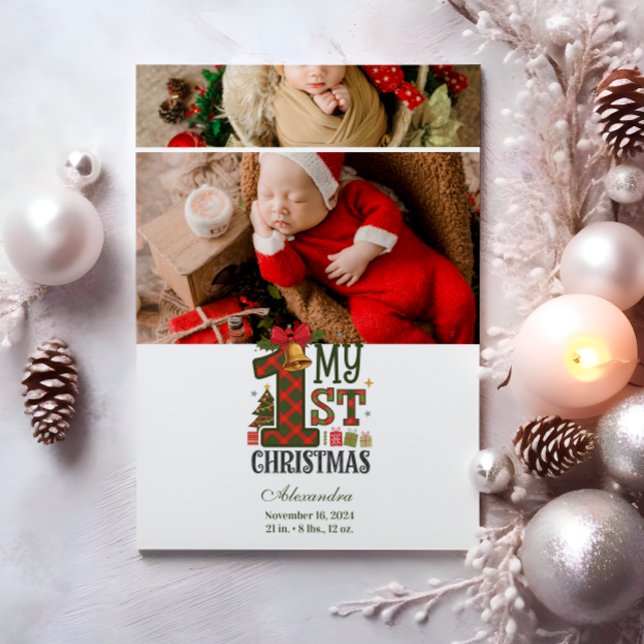 Cartes Pour Fêtes Annuelles 2 Photo Plaid Premier Noël (Créateur téléchargé)
