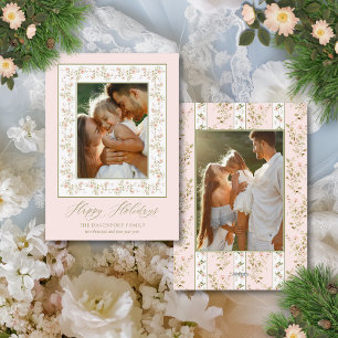 Cartes Pour Fêtes Annuelles 2 Photo Rose Floral Cottage Core Noël