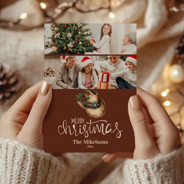 Cartes Pour Fêtes Annuelles 2 Photo  Western Cowboy Hat Christmas (Créateur téléchargé)