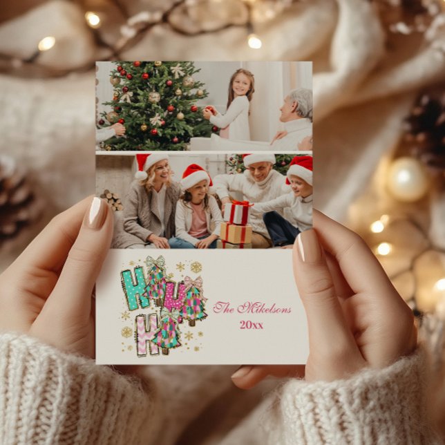 Cartes Pour Fêtes Annuelles 2 Photo Whimssical Ho Ho Famille de Noël (Créateur téléchargé)