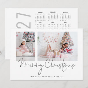 Cartes Pour Fêtes Annuelles 2 Photos Calendrier 2027 Script Joyeux Noël