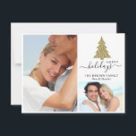 Cartes Pour Fêtes Annuelles 2 photos Collage Gold Parties scintillant Christma<br><div class="desc">2 Photo Collage Gold Parties scintillant Christmas Tree Bonne carte de vacances.</div>