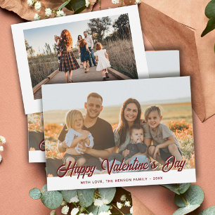 Cartes Pour Fêtes Annuelles 2 Photos de famille Joyuse Saint-Valentin Script