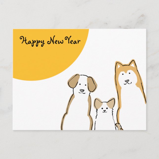 CARTES POUR FÊTES ANNUELLES 3匹 の 犬 年 賀 状 (横)  (Devant)
