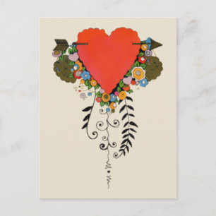 Cartes Pour Fêtes Annuelles 30s Valentine Heart in Red
