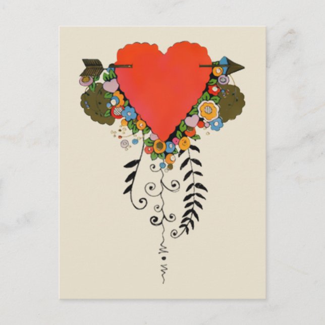 Cartes Pour Fêtes Annuelles 30s Valentine Heart in Red (Devant)