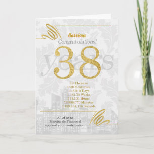 Cartes Pour Fêtes Annuelles 38 ans Anniversaire de l'employé Élégance commerci