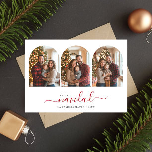 Cartes Pour Fêtes Annuelles 3 Arc Photo Espagnol Noël Feliz Navidad