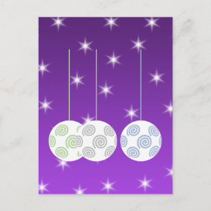 Cartes Pour Fêtes Annuelles 3 Brillages de Noël en Grille Blanche. En pourpre