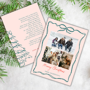 Cartes Pour Fêtes Annuelles 3 Cadre de Noël en forme de vague avec noeud et co
