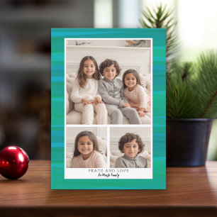 Cartes Pour Fêtes Annuelles 3 Collage photo - Aquarelle bleu vert Noël