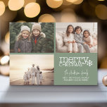 Cartes Pour Fêtes Annuelles 3 Collage photo - Joyeux Noël moderne Polka Dot<br><div class="desc">Vert - Utilisez 3 photos horizontales avec les sujets centrés. Faites un accueil de Noël unique et branché avec un motif lumineux et joyeux sur le dos. Si vous avez besoin de déplacer quelque chose,  cliquez sur le bouton personnaliser pour apporter des modifications.</div>