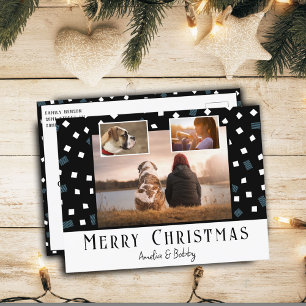 Cartes Pour Fêtes Annuelles 3 Collage Photo Moderne Noël Noir Blanc