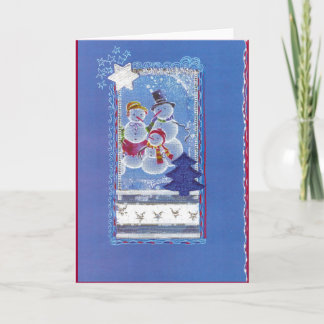 Cartes Pour Fêtes Annuelles « 3 hommes de neige joyeux, conception de collage