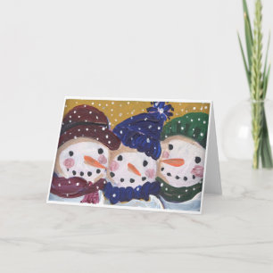 Cartes Pour Fêtes Annuelles 3 Jolly Snowmen