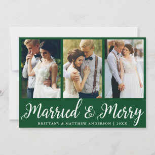 Cartes Pour Fêtes Annuelles 3 Mariage photo marié et joyeux vert