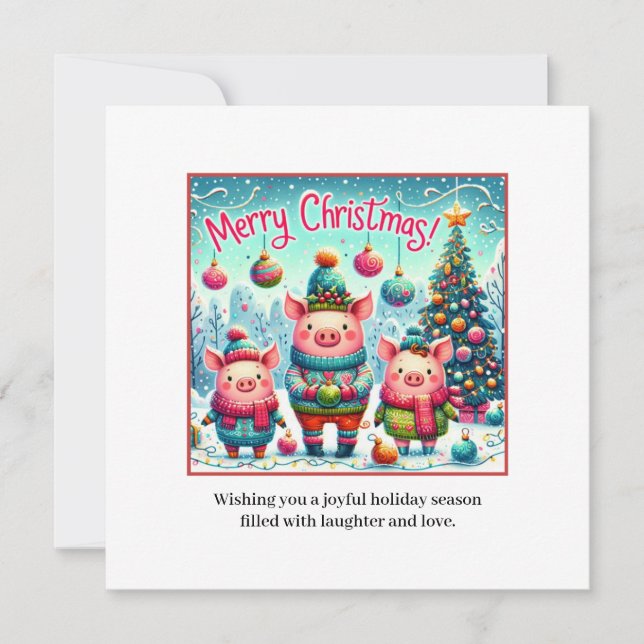 Cartes Pour Fêtes Annuelles 3 petits cochons de Noël (Devant)