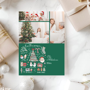 Cartes Pour Fêtes Annuelles 3 Photo C'est la Saison Rétro Vert Noël