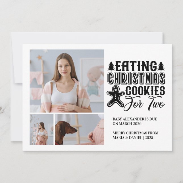 Cartes Pour Fêtes Annuelles 3 Photo Christmas Cookies for 2 Pregnancy  (Devant)