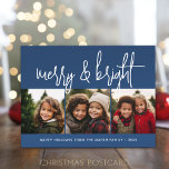 Cartes Pour Fêtes Annuelles 3 Photo Collage de Noël - Joyeux et brillant - Mar<br><div class="desc">CONCEPTION FRONTALIÈRE : 3 photos carrés et une grande police de caractères sont les points forts de ce design tendance. Un look moderne pour un carte photo de vacances avec un grand "joyeux et lumineux" dans une police de caractères manuscrite funky en bleu et blanc. Pour les utilisateurs avancés, vous...</div>
