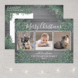 Cartes Pour Fêtes Annuelles 3 Photo Collage de Noël Verdure et Gris Bois<br><div class="desc">Envoyez des salutations joyeuses et partagez trois de vos photos préférées avec une carte postale de vacances de collage photo personnalisée. Tout le texte sur ce modèle est simple à customiser pour inclure n'importe quel libellé, comme Joyeux Noël, Joyeux Fêtes, Joyeuses Fêtes, Bonne Année, Soirée de voeux, etc. (IMAGE PLACEMENT...</div>