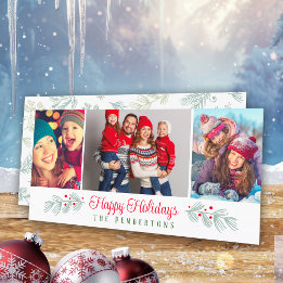 Cartes Pour Fêtes Annuelles 3 Photo Collage Happy Holiday Card